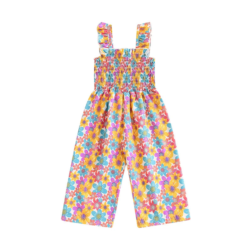 Infant Toddler Baby Girl Summer Outfits Sleeveless Floral Overalls Romper Suspender Pants Strap Jumpsuit
