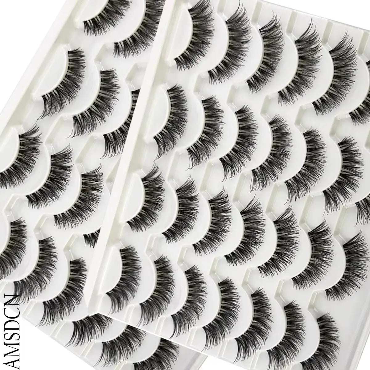 New Cat Eye Lashes Natural Look Short Lashes Wispy with Clean Band 13mm Hand-Knotted Manga False Eyelashes 14Pairs