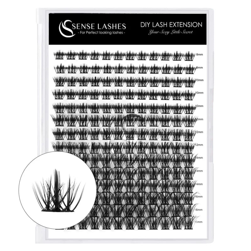 SENSE LASHES DIY 168 Cluster Lashes 14 Rows Segmented Beam Natural D Curl Individual Mink Eyelashes Makeup Supplies