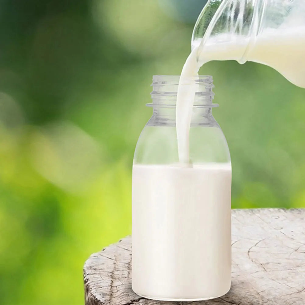 6pcs Small Plastic Bottle 100ml Milk Bottles Small Juice Bottles Leakproof Milk Bottles Portable Beverage Bottles Plastic Water