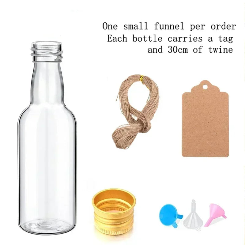 10Pcs 30ml-150ml Plastic Liquor Bottles W/ Aluminum Cap Reusable Travel Juice Container For Wedding Party Gifts DIY Decorating