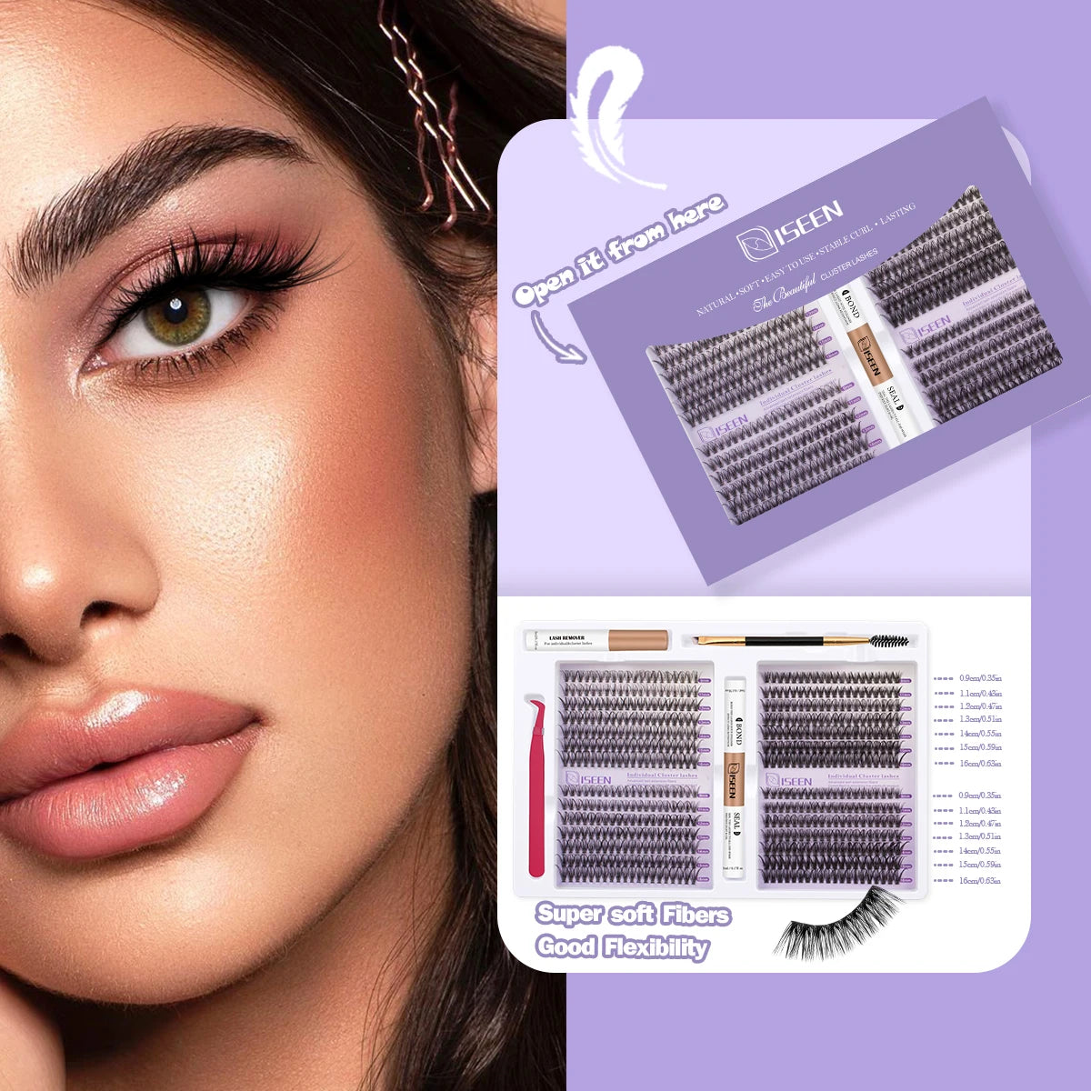 Eyelashes Cluster Cat Eye Lashes Natural long Lashes Individual Lashes Mixed Length Eyelash Extension DIY Lashes