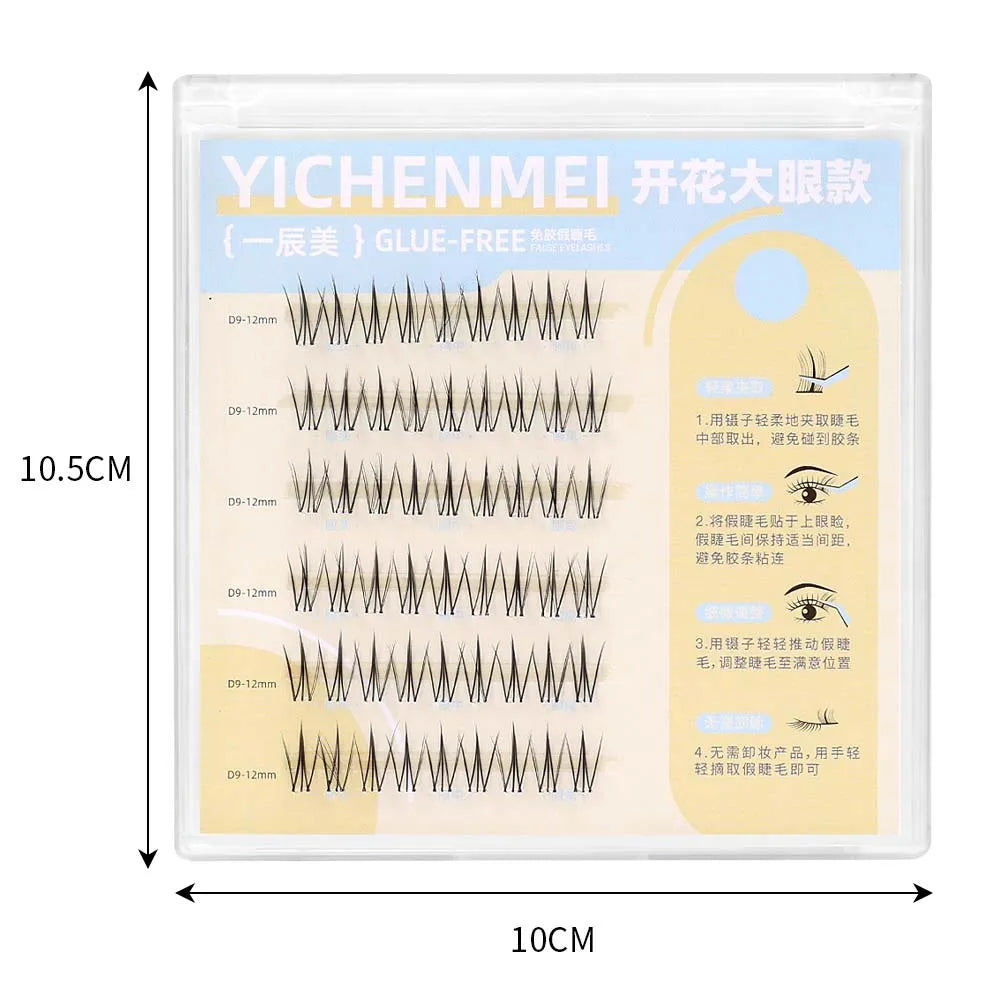6 Rows Of Glue-Free False Eyelashes In A Single Cluster, Natural And Curled For Comfortable Wearfalse Eyelashes Eye Make-Up