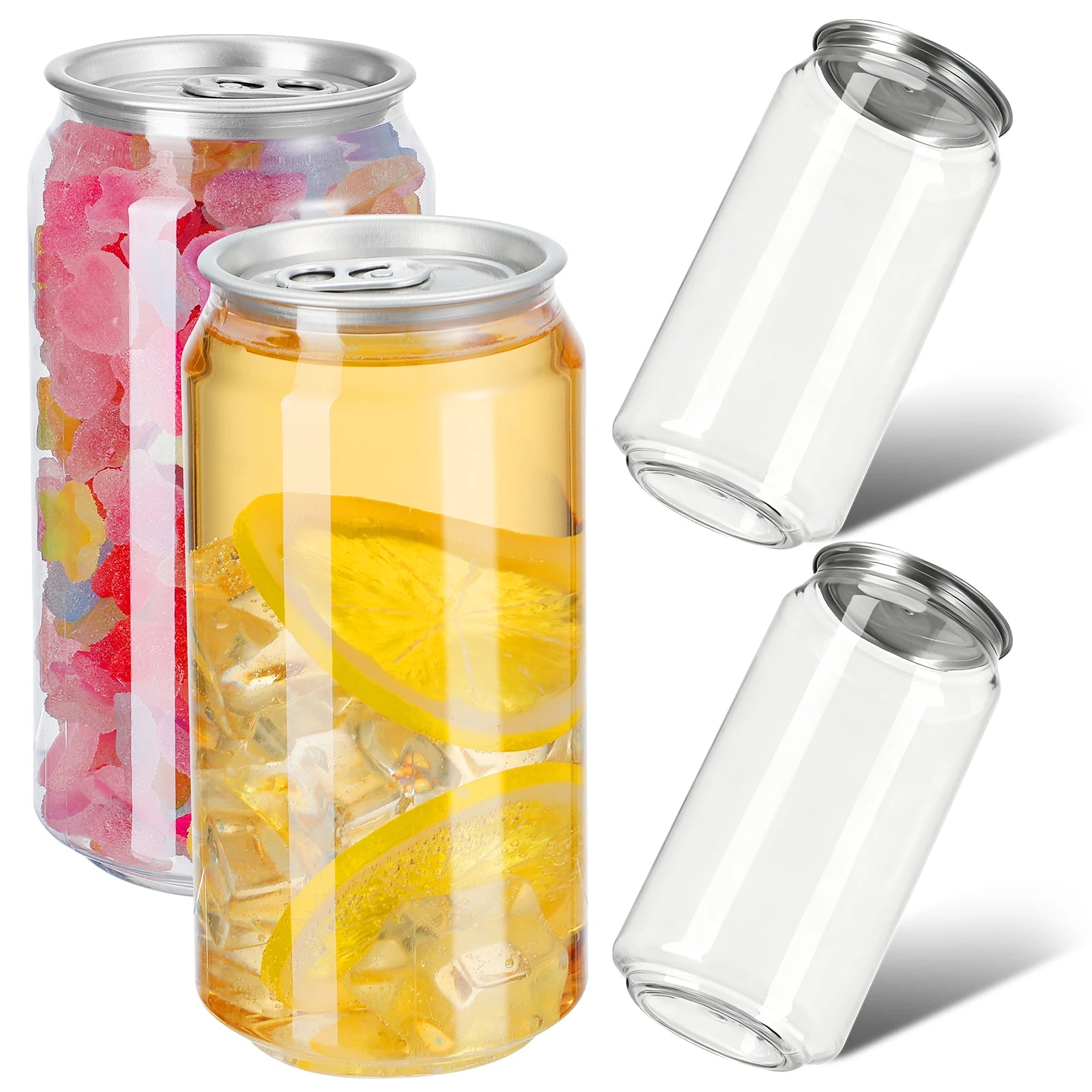 10Pcs Empty Juice Bottles 400Ml Transparent Plastic Drink Containers with Aluminum Cap Portable for Homemade Drinks Party Favors