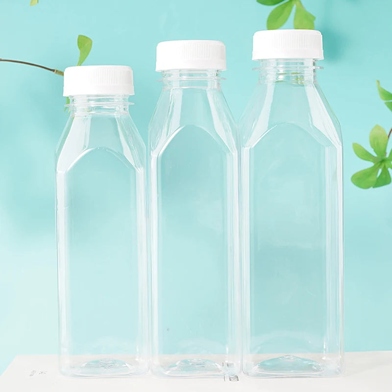 Empty Plastic Juice Bottles With Caps Water Bottles Clear Bulk Drink Containers With Lids Juicing Drinking Milk Jam Container