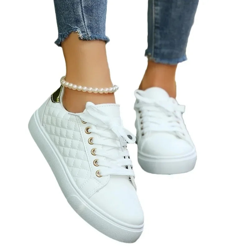 2024 Women Sneakers Tennis Platform Shoes for Women Comfort Casual Flat Tenis Woman Lace-up White Sports Women Vulcanized Shoes