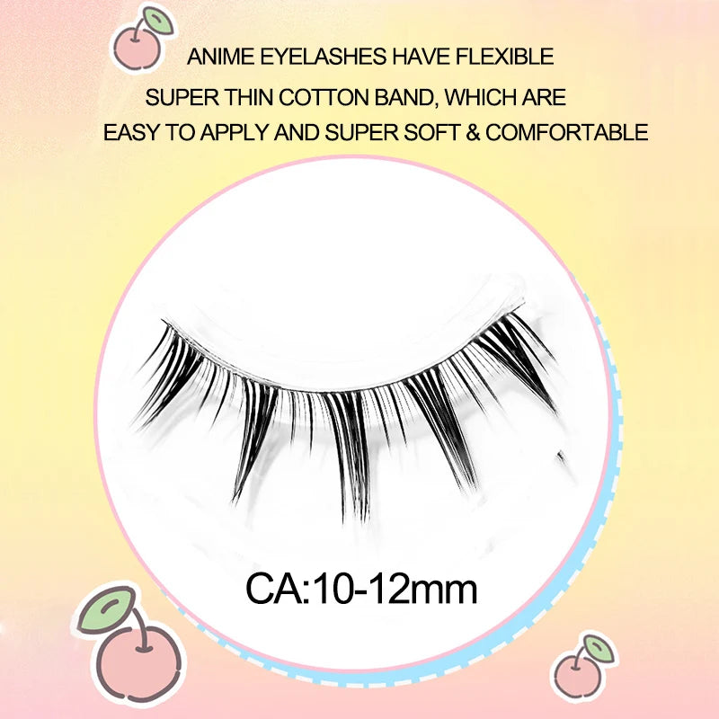 New Doll Lashes Extension Natural Cat Eye False Eyelashes Cosplay Makeup Cross Strip Eye Lashes Handmade Manga Anime Lash