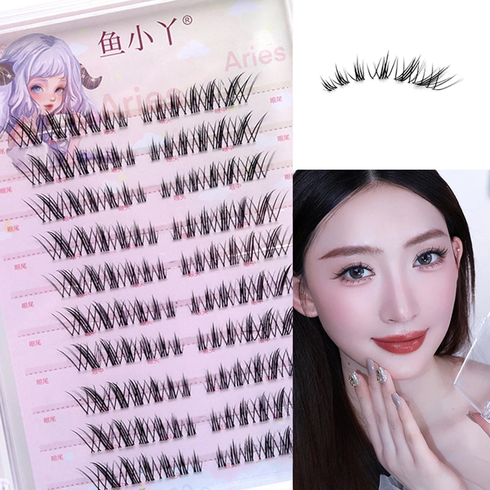 DIY U shaped Resuable Lashes Spiky Cluster Eyelash Extensions For Korean Kpop Girl Eye Makeup Tool 10 Rows