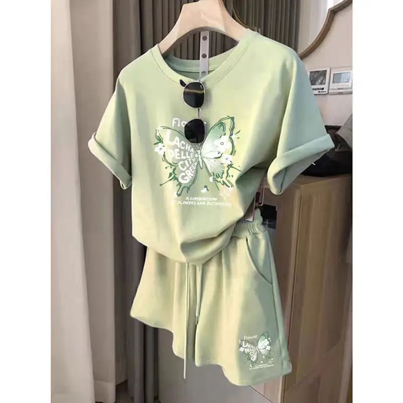 Summer Fashion Youthful Casual Sporty Outfit For Women Slim Fit Two Piece Set Trendy