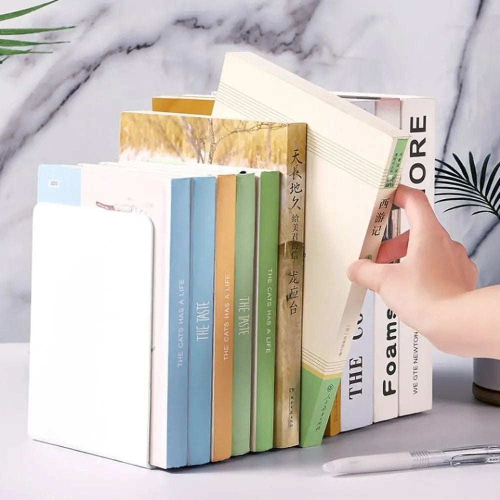 1 Pc Plastic L-Shaped Desk Bookends Durable Display Book Stand Simple Book Support Rack School Office Desktop Organizer