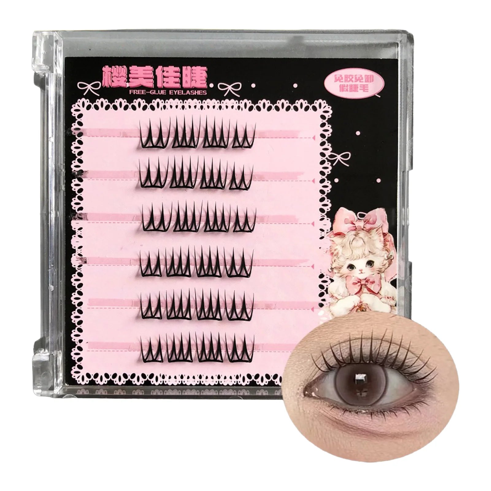 Glue-free Korean Style False Eyelashes Girl Group Fashion Eyelash Extension Natural Manga Segemented DIY Lashes Large Capacity