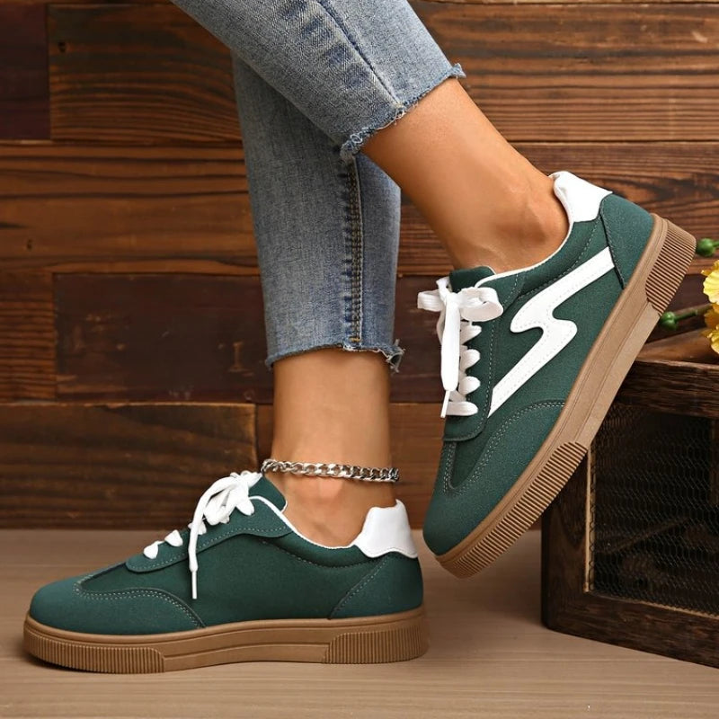 Women Tennis Sneakers Flats Ladies Fashion Mixed Colors Lace-up Vulcanized Shoes Spring Autumn Woman Outdoor Trainers Footwear