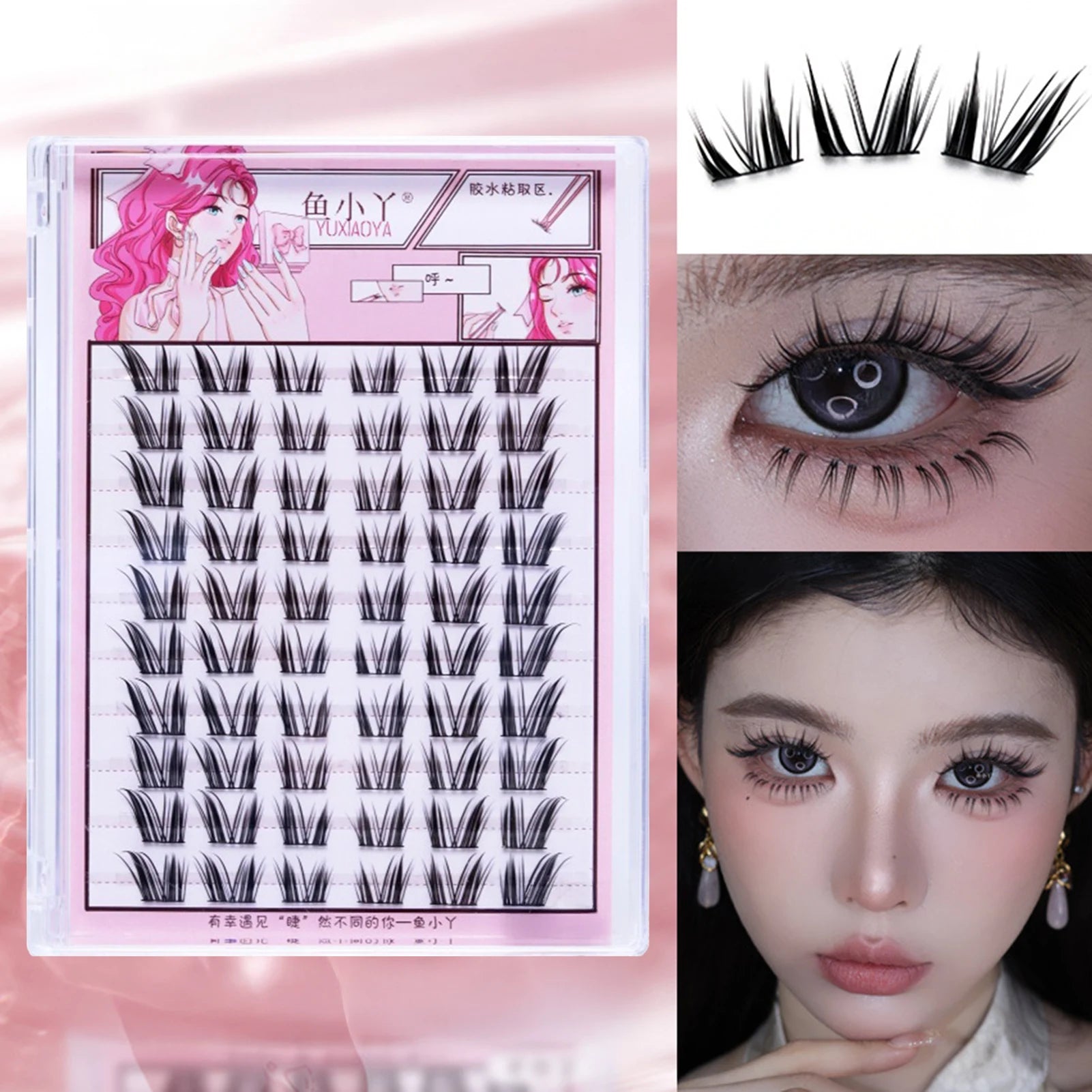 DIY U shaped Resuable Lashes Spiky Cluster Eyelash Extensions For Korean Kpop Girl Eye Makeup Tool 10 Rows