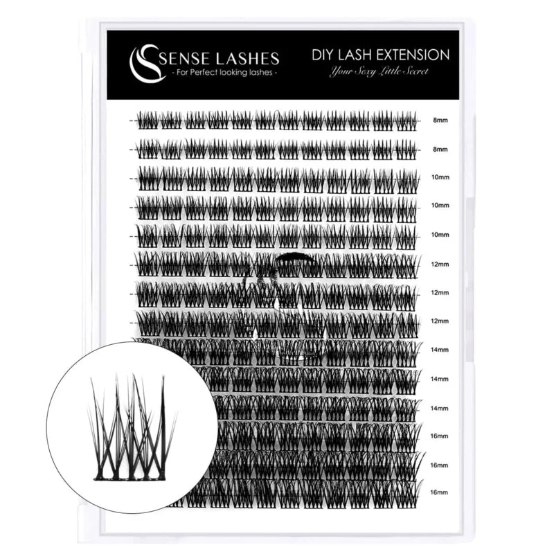 SENSE LASHES DIY 168 Cluster Lashes 14 Rows Segmented Beam Natural D Curl Individual Mink Eyelashes Makeup Supplies
