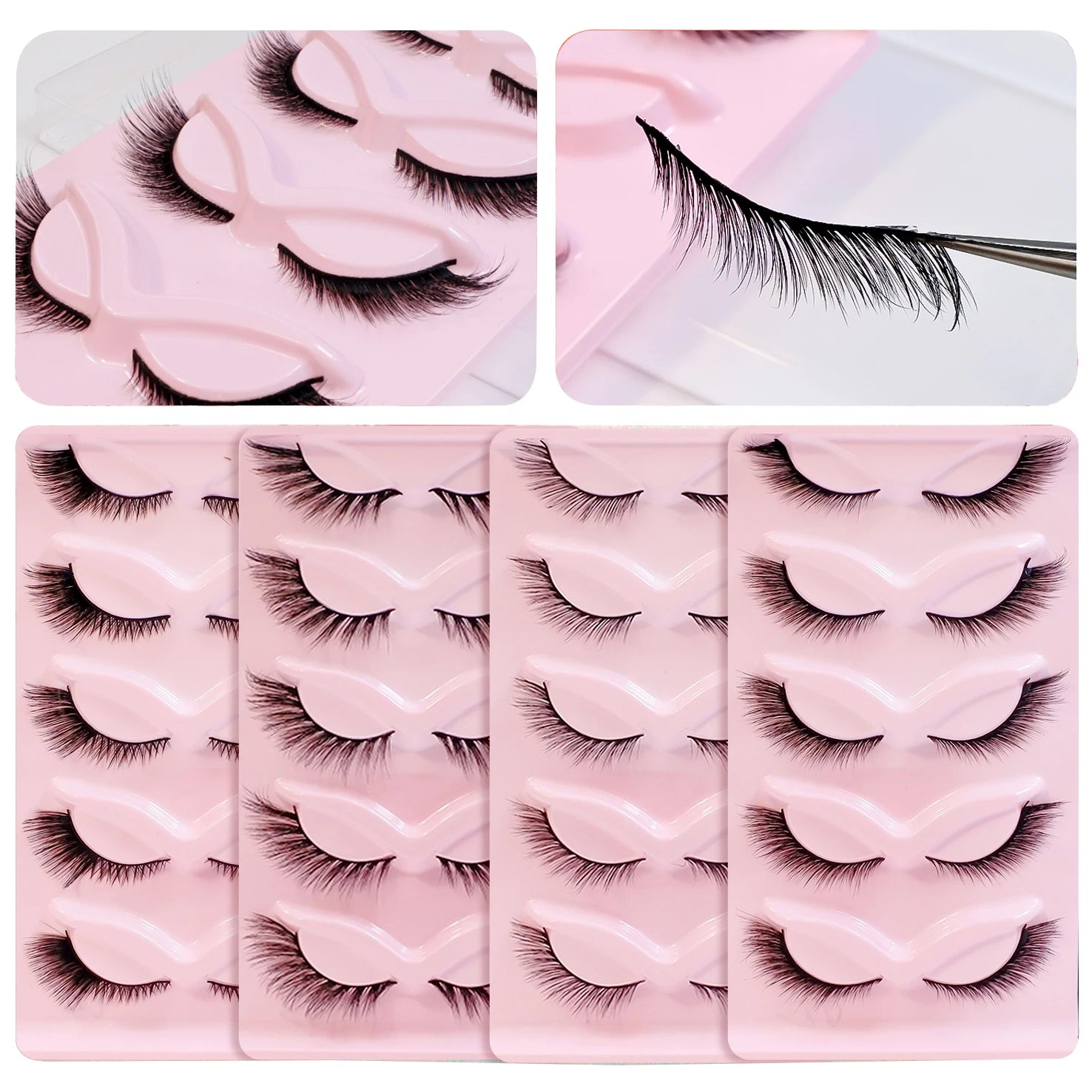 Makeup Eyelashes 5 Pairs Cat Eye Lashes Wholesale Natural Look End Eye Elongate Fox Eye Faux Mink Lashes