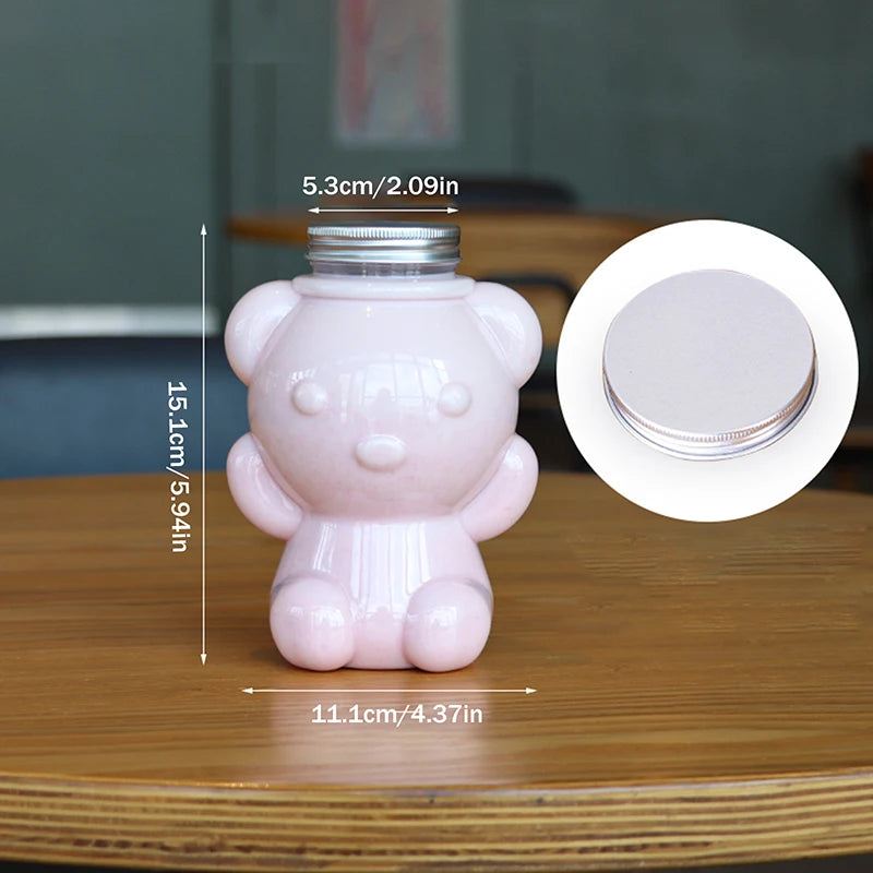 700Ml Big Head Bear Transparent Plastic Juice Bottles Perfect For Juices Smoothies Milk And Homemade Drinks Sealed Plastic Cup