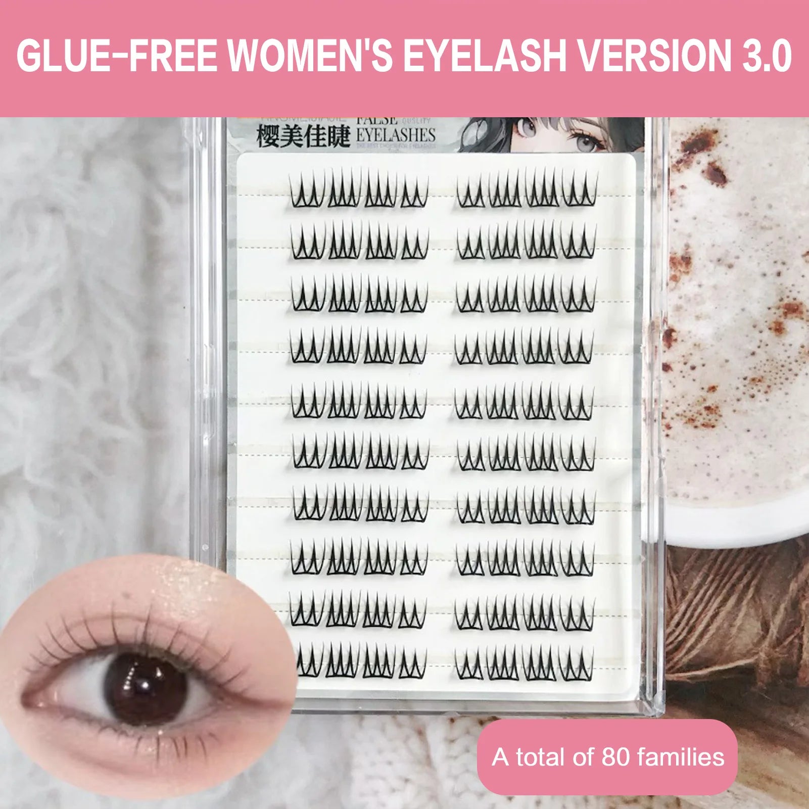 Glue-free Korean Style False Eyelashes Girl Group Fashion Eyelash Extension Natural Manga Segemented DIY Lashes Large Capacity