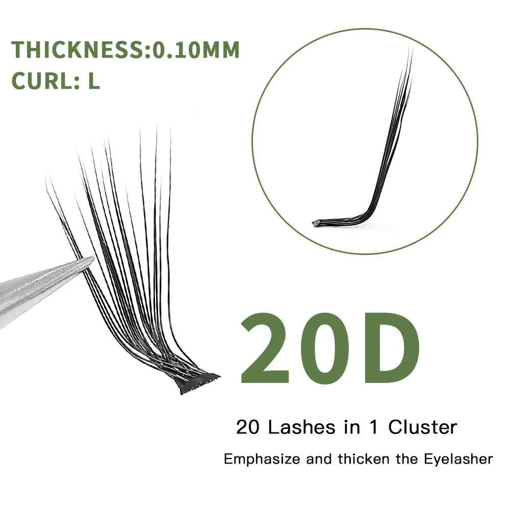 YOUNG LASH 20D L Curl Cluster Eyelash Extensions Natural Soft Individual Lashes Makeup Tools Cilias Volume Premade Fans