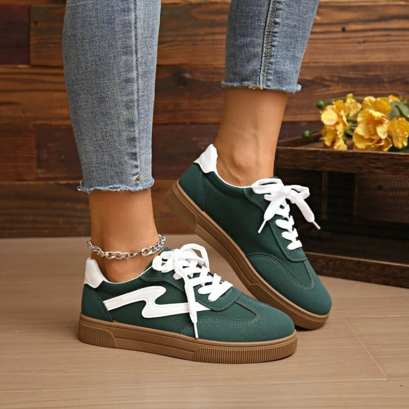 Women Tennis Sneakers Flats Ladies Fashion Mixed Colors Lace-up Vulcanized Shoes Spring Autumn Woman Outdoor Trainers Footwear