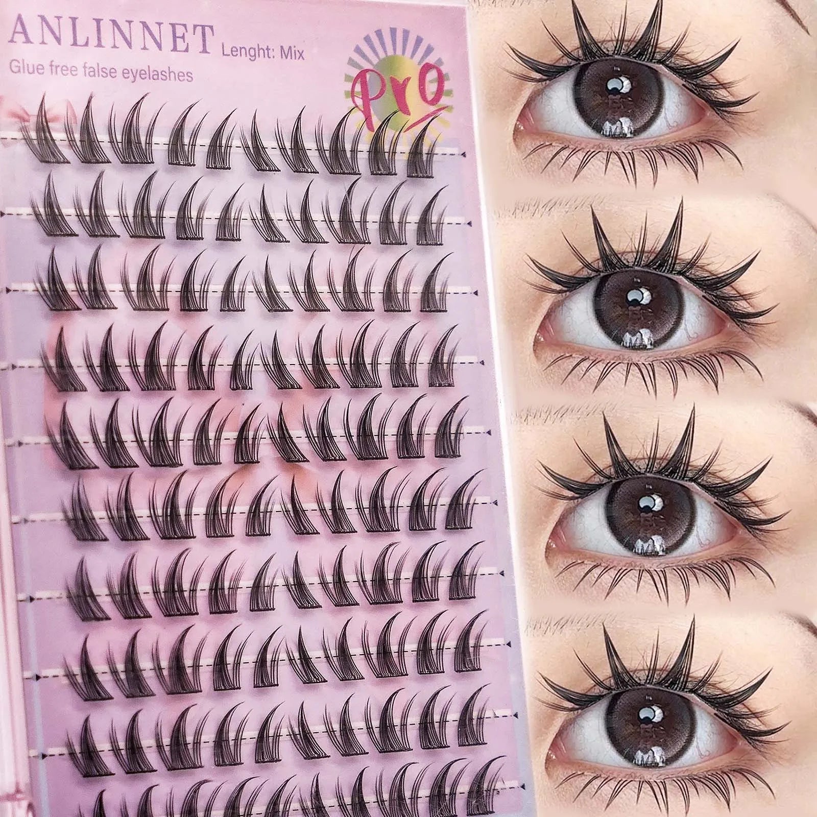 Self Adhesive DIY Lashes 100-120 clusters Sunflower style self-adhesive false eyelashes 10-13mm Curl Eyelash extensions