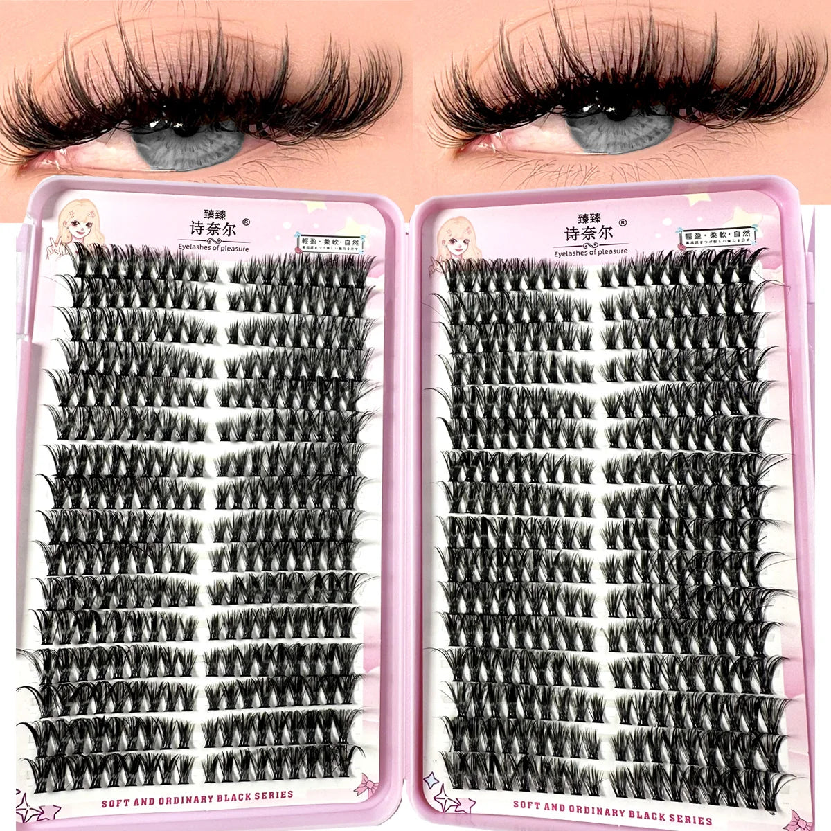 Left+Right Eye Lash Extension Cat/Fox Eye Effect Lash Single Clusters 3D Wispy Natural Looking DIY Segmented Eyelash Extensions