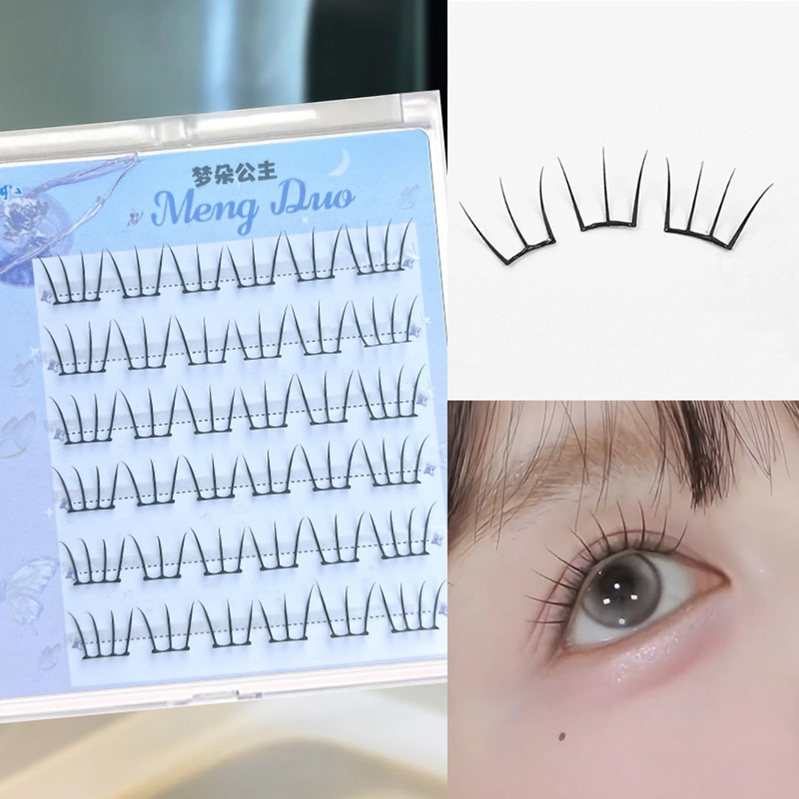 Natural Cosplay False Eyelashes No Glue Need Eyelash Clusters False Eyelashes for Eye-Lifting Effect DIY Makeup Use Makeup Tools