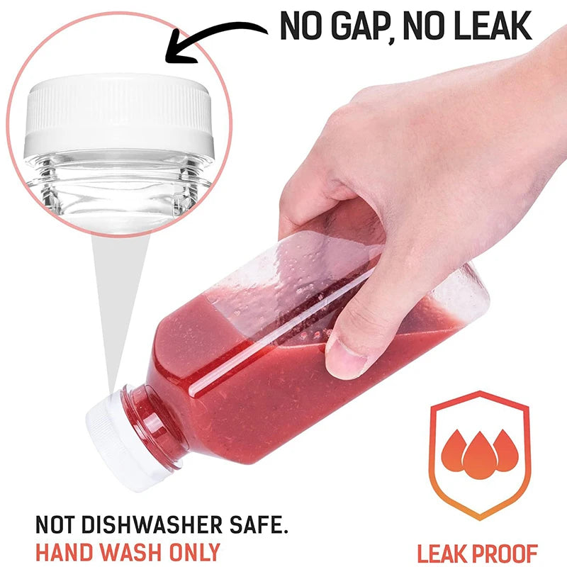 Empty Plastic Juice Bottles With Caps Water Bottles Clear Bulk Drink Containers With Lids Juicing Drinking Milk Jam Container