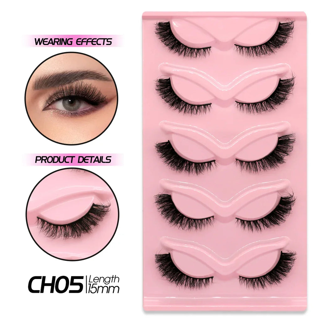 Veltrinay False Eyelashes Cat Eye Lashes Manga Lashes Faux Mink Eyelashes Natural Long Winged End Eye Elongated Lashes Makeup