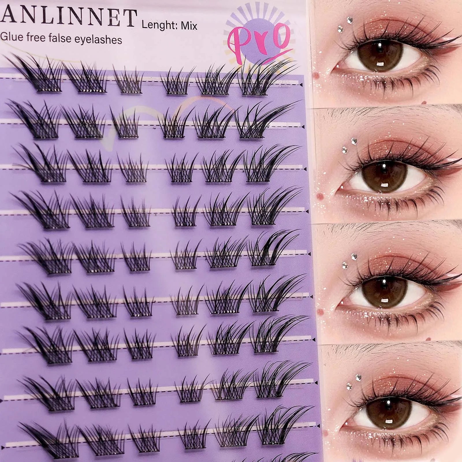 Self Adhesive DIY Lashes 100-120 clusters Sunflower style self-adhesive false eyelashes 10-13mm Curl Eyelash extensions