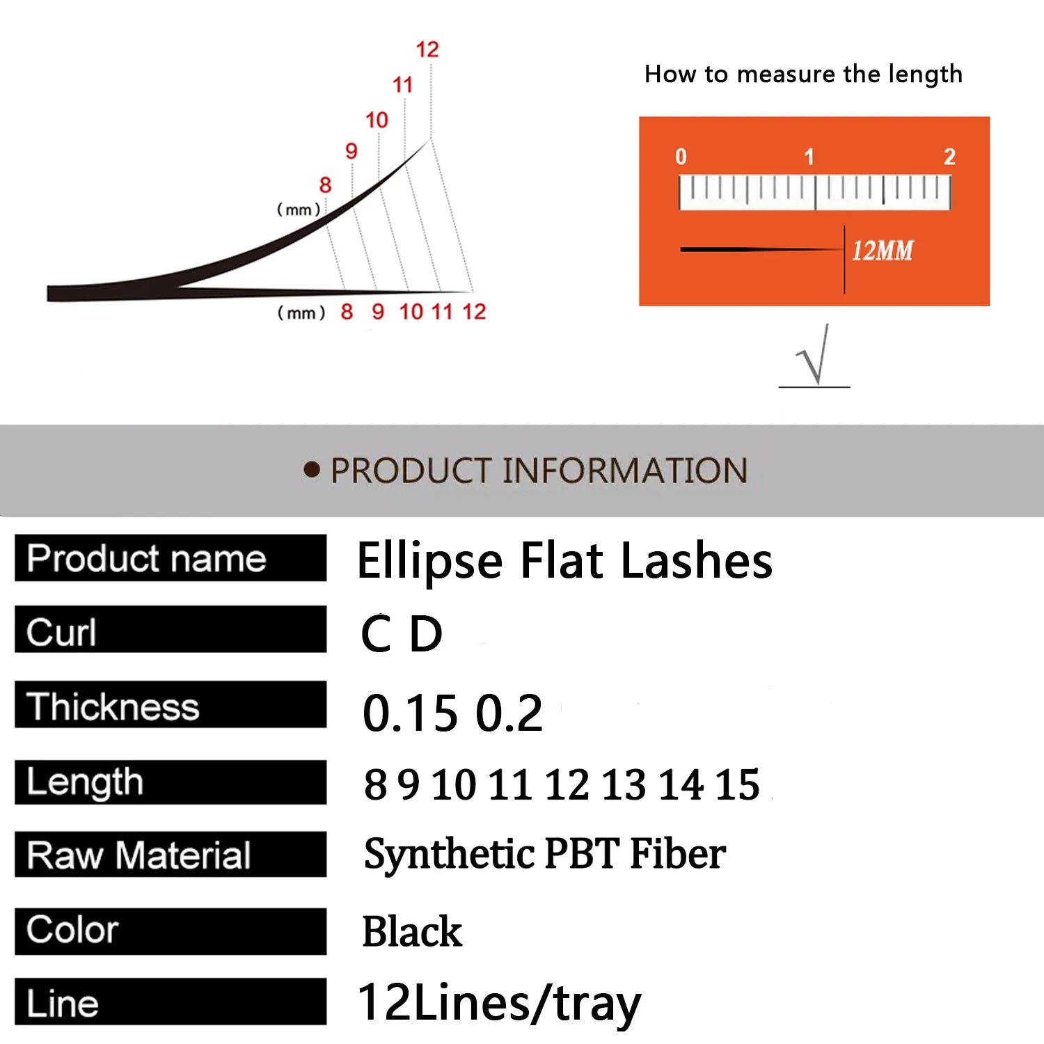 TDANCE 12Lines 8-15mm Ellipse Flat Lashes Matte Split Tips Shaped Individual Nature Eyelash Extension For Professionals Supplies