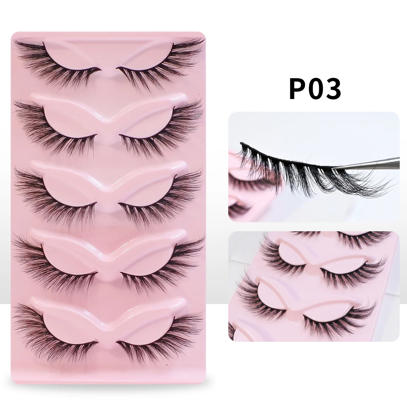 Makeup Eyelashes 5 Pairs Cat Eye Lashes Wholesale Natural Look End Eye Elongate Fox Eye Faux Mink Lashes