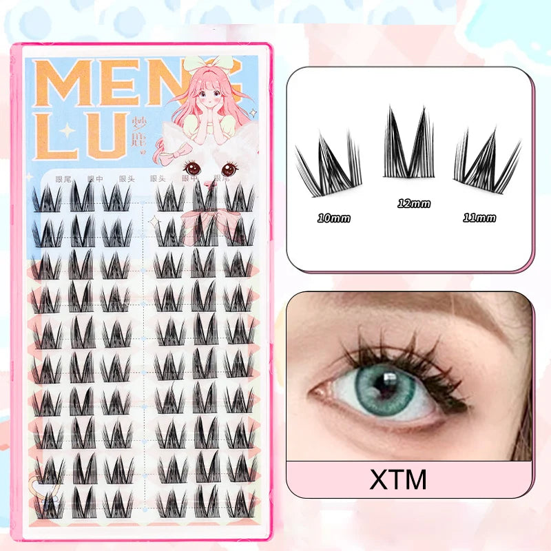 New Doll Lashes Extension Natural Cat Eye False Eyelashes Cosplay Makeup Cross Strip Eye Lashes Handmade Manga Anime Lash