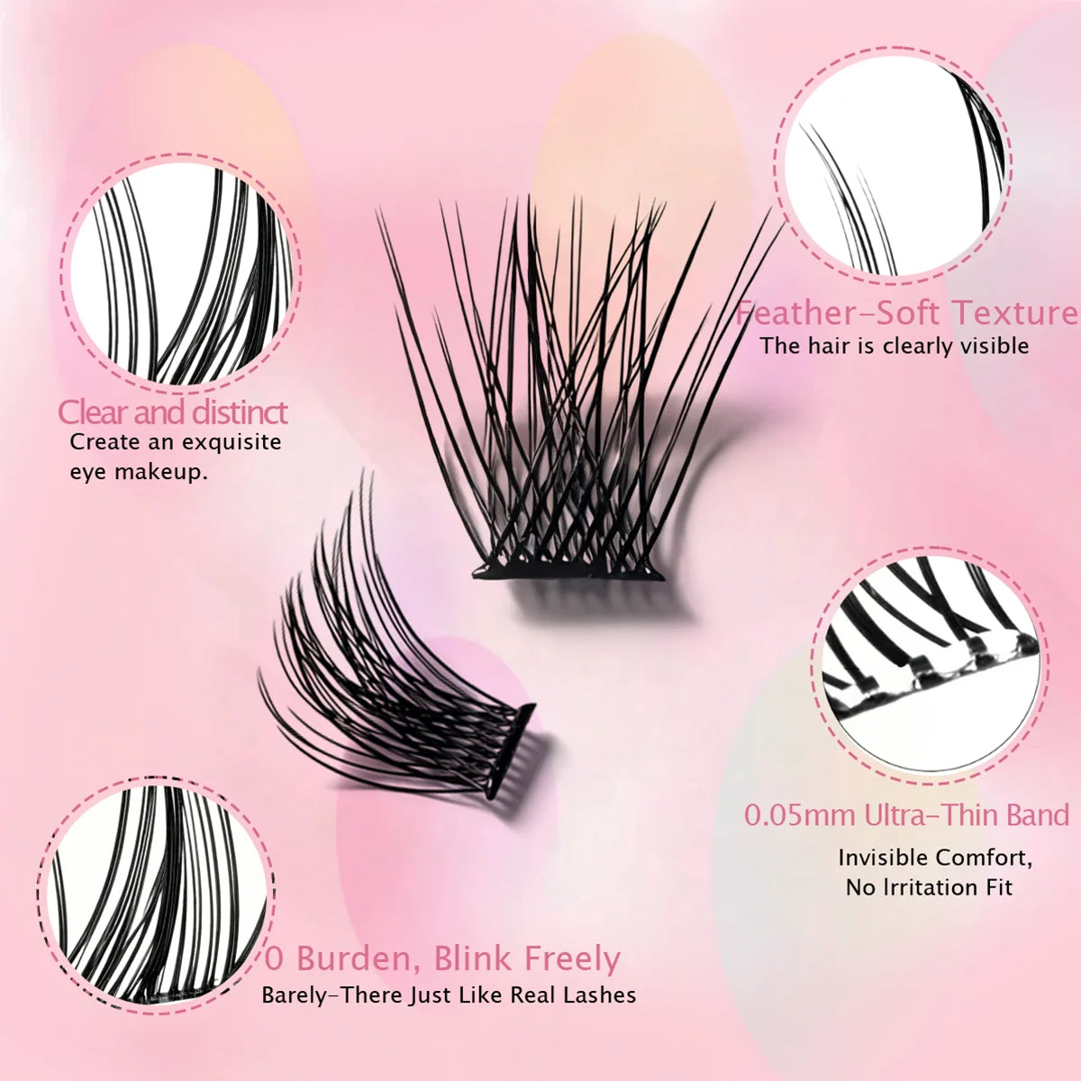 10 rows, 120 clusters of natural eyelashes, glue free eyelashes, self-adhesive false eyelashes,  makeup, eyelash extension