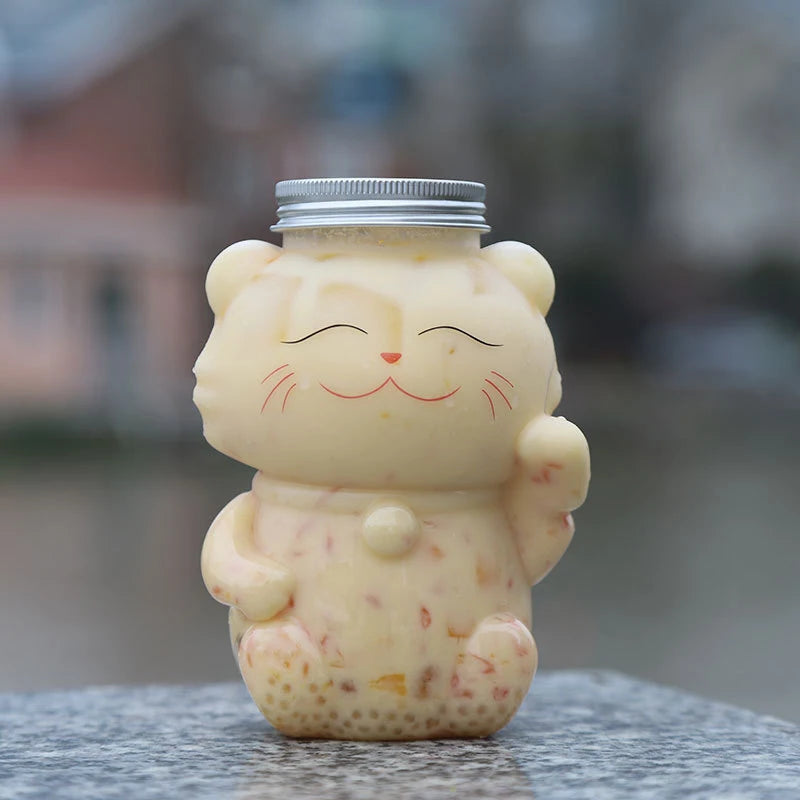 Disposable Drink Bottles Juice Storage Bottles Beverage Milk Tea Bottles Cute Bear Juice Drink Milk Tea Sealed Bottle