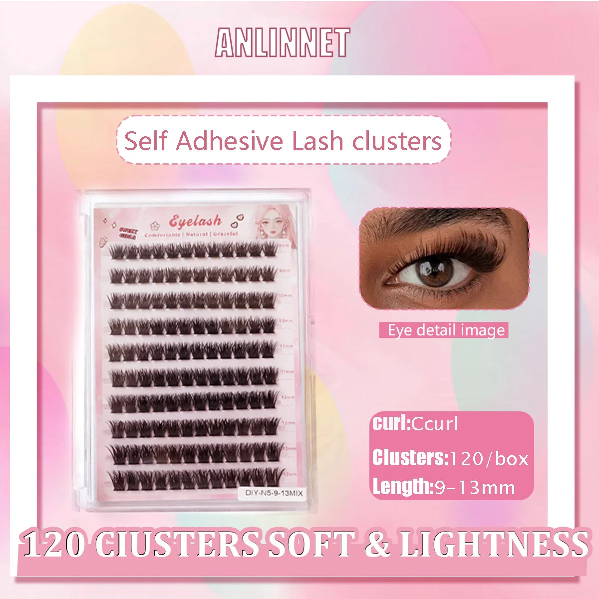 10 rows, 120 clusters of natural eyelashes, glue free eyelashes, self-adhesive false eyelashes,  makeup, eyelash extension