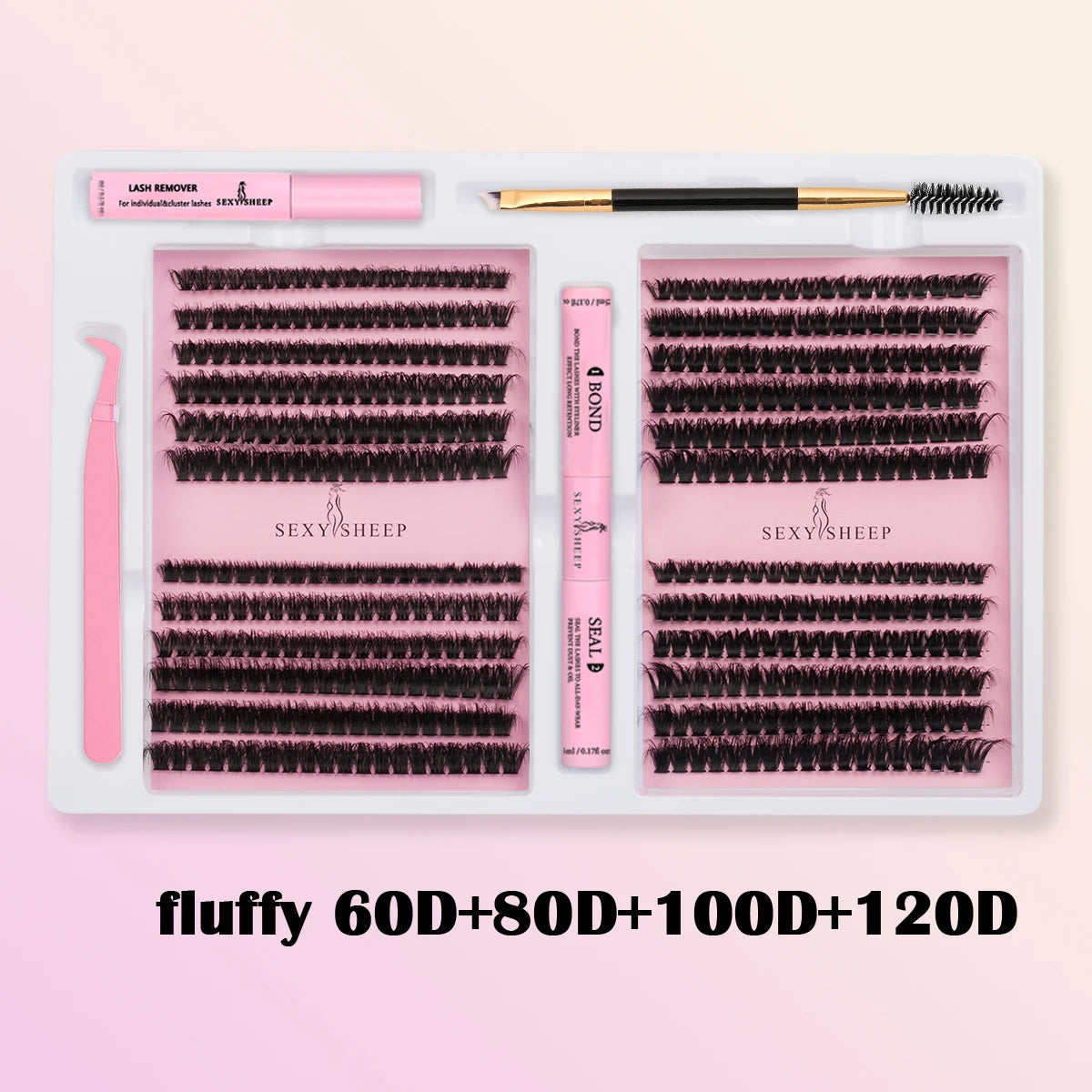 DIY False Eyelashes Clusters Extensions Individual Lashes Cluster Natural Segmented With glue,Remover,lash brush，tweezers