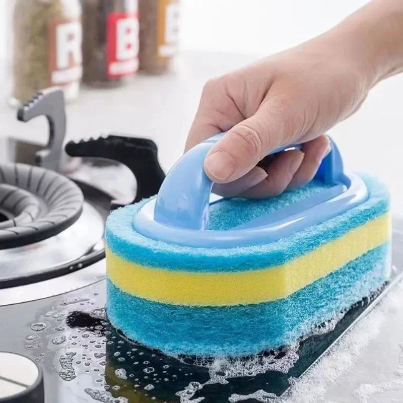 Household Cleaning Brush With Handle Sponge Easy Cleaning Kitchen Bathroom Toilet Wall Window Ceramic Tile Cleaning Tools