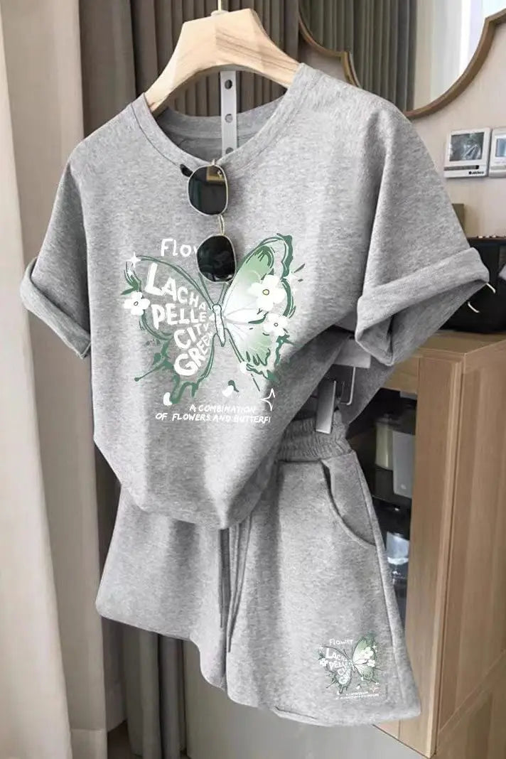 Summer Fashion Youthful Casual Sporty Outfit For Women Slim Fit Two Piece Set Trendy