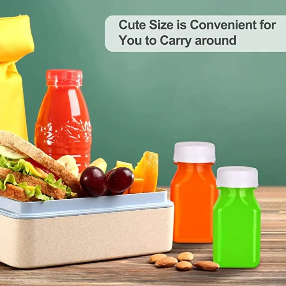 4 Pcs Plastic Juice Bottles New 120ML/150ML Transparent Clear Drink Containers Tamper Proof Lids Empty Square Bottle Milk