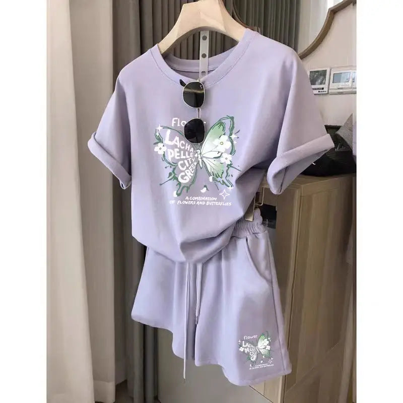 Summer Fashion Youthful Casual Sporty Outfit For Women Slim Fit Two Piece Set Trendy