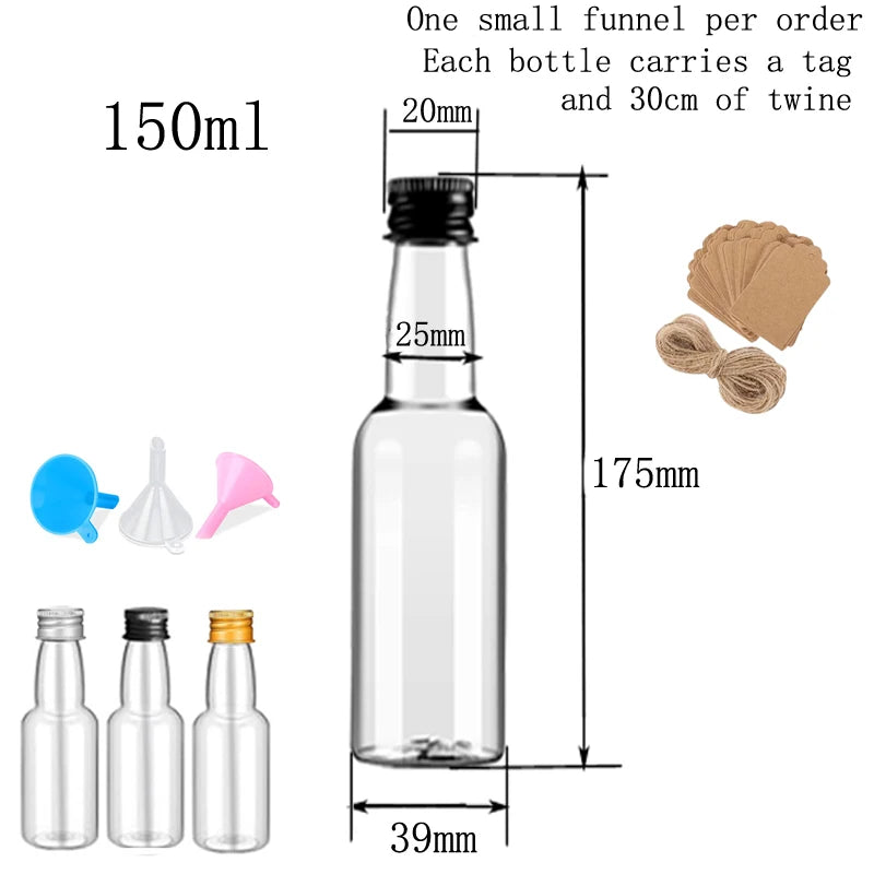 10PCS 30ML-150ML Portable Plastic Juice Bottles Reusable Drink Container Mini Liquor Bottle For Favors Weddings Parties Favors