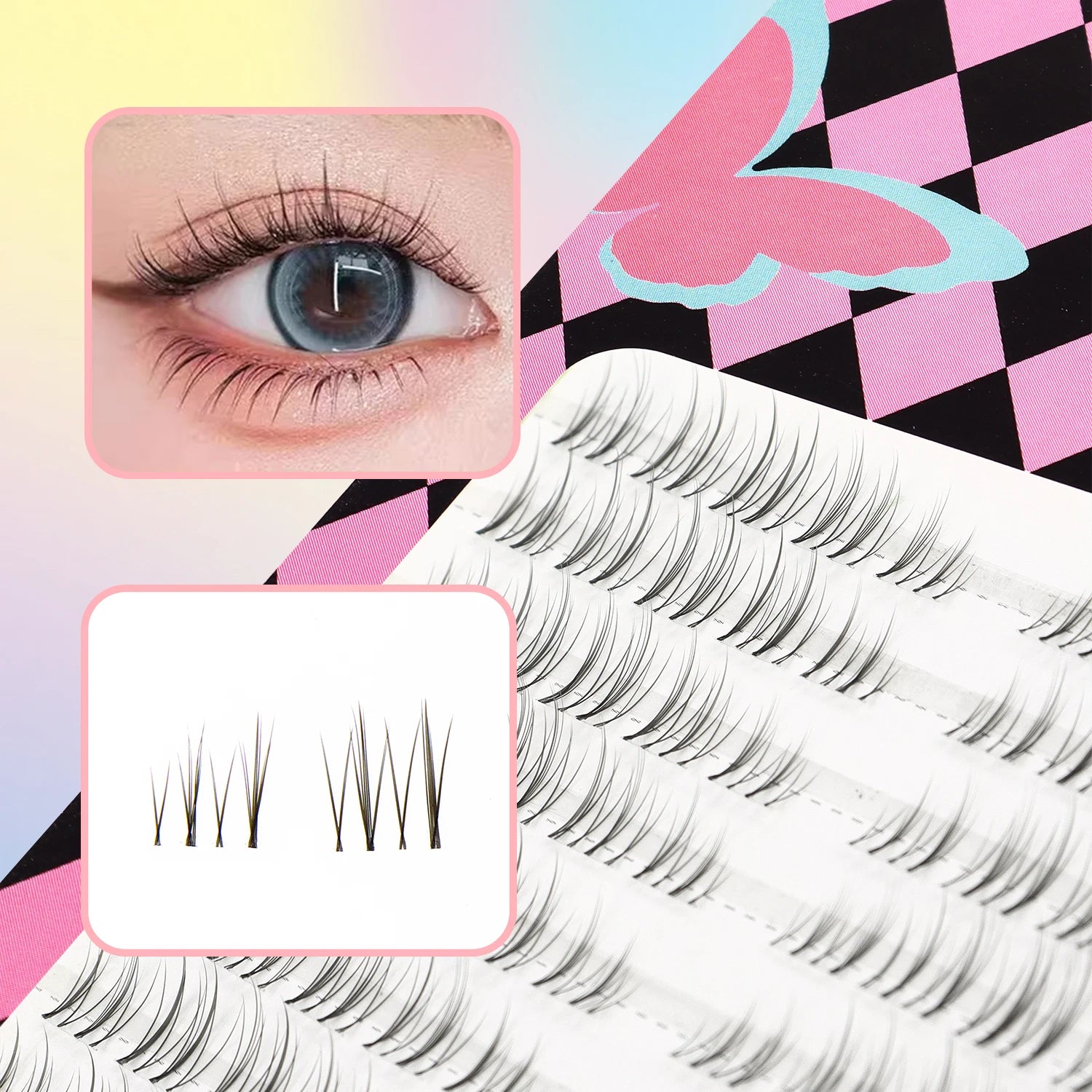 100 Pcs of Natural Eyelash Clusters Comfortable Light Transparent Single Cluster DIY Fairy Eye Lashes