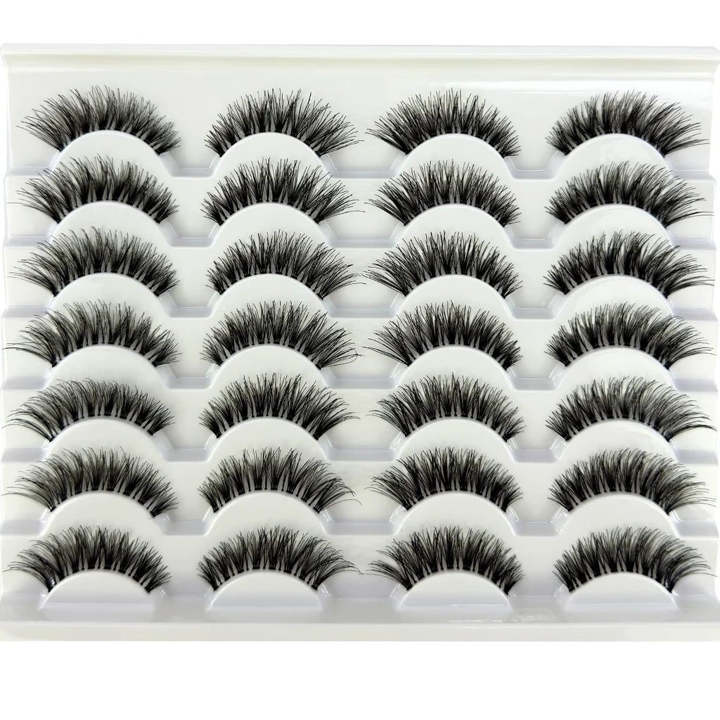 14 pair False Eyelashes  handmade Transparent Stem Soft Cross Natural Long Eye Lashes Daily Makeup Tools Art Thick Fake Eyelashe
