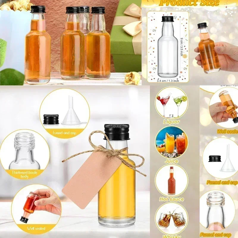 10Pcs 30ml-150ml Plastic Liquor Bottles W/ Aluminum Cap Reusable Travel Juice Container For Wedding Party Gifts DIY Decorating