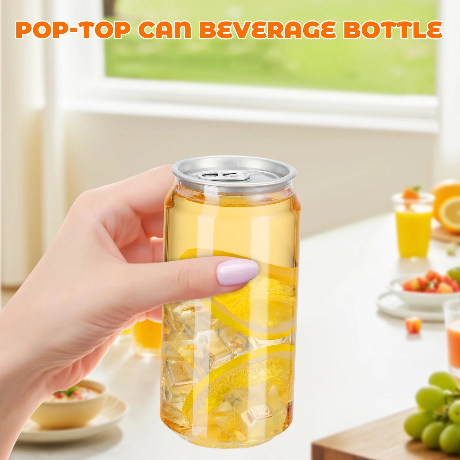 10Pcs Empty Juice Bottles 400Ml Transparent Plastic Drink Containers with Aluminum Cap Portable for Homemade Drinks Party Favors