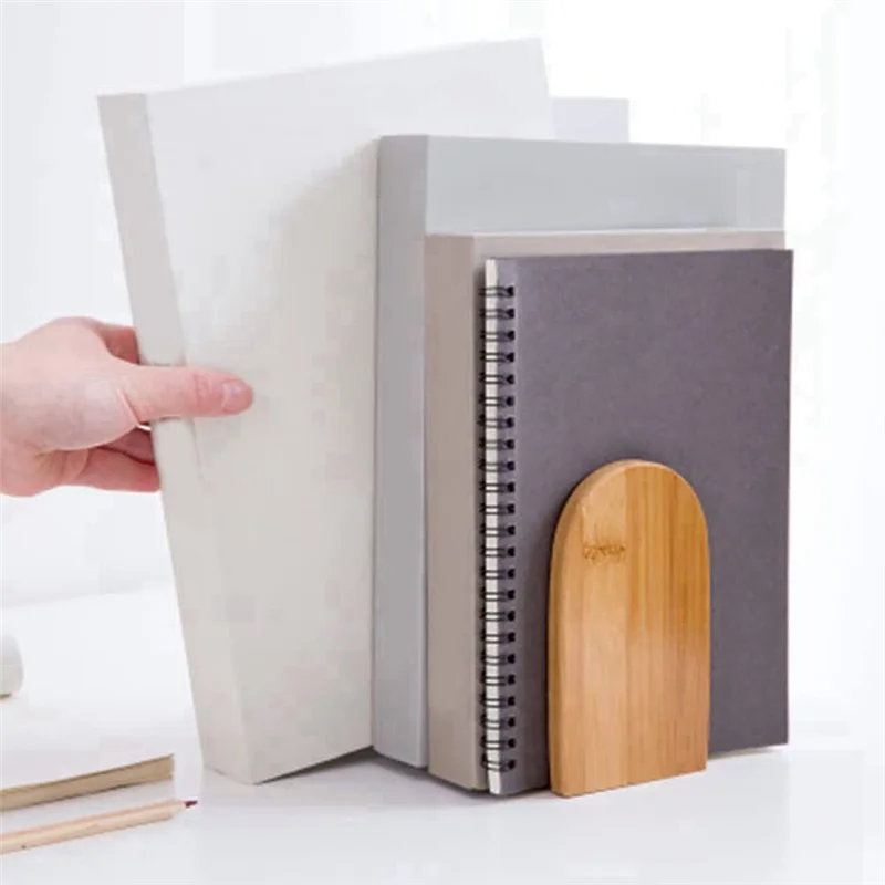 A19F-Wood Decorative Bookends Office Book Stand Bookshelf Ends Sturdy Book Holders For Shelves