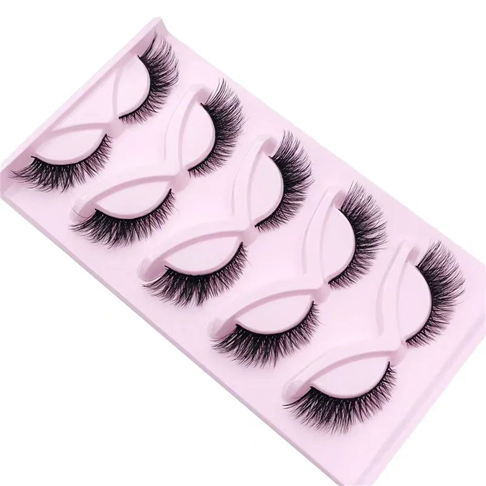 5 Pairs Cat Eye Lashes 21mm Long Lashes Cat Eye Look Wispy Lashes Eye End Elongated Strip Thick False Eyelashes