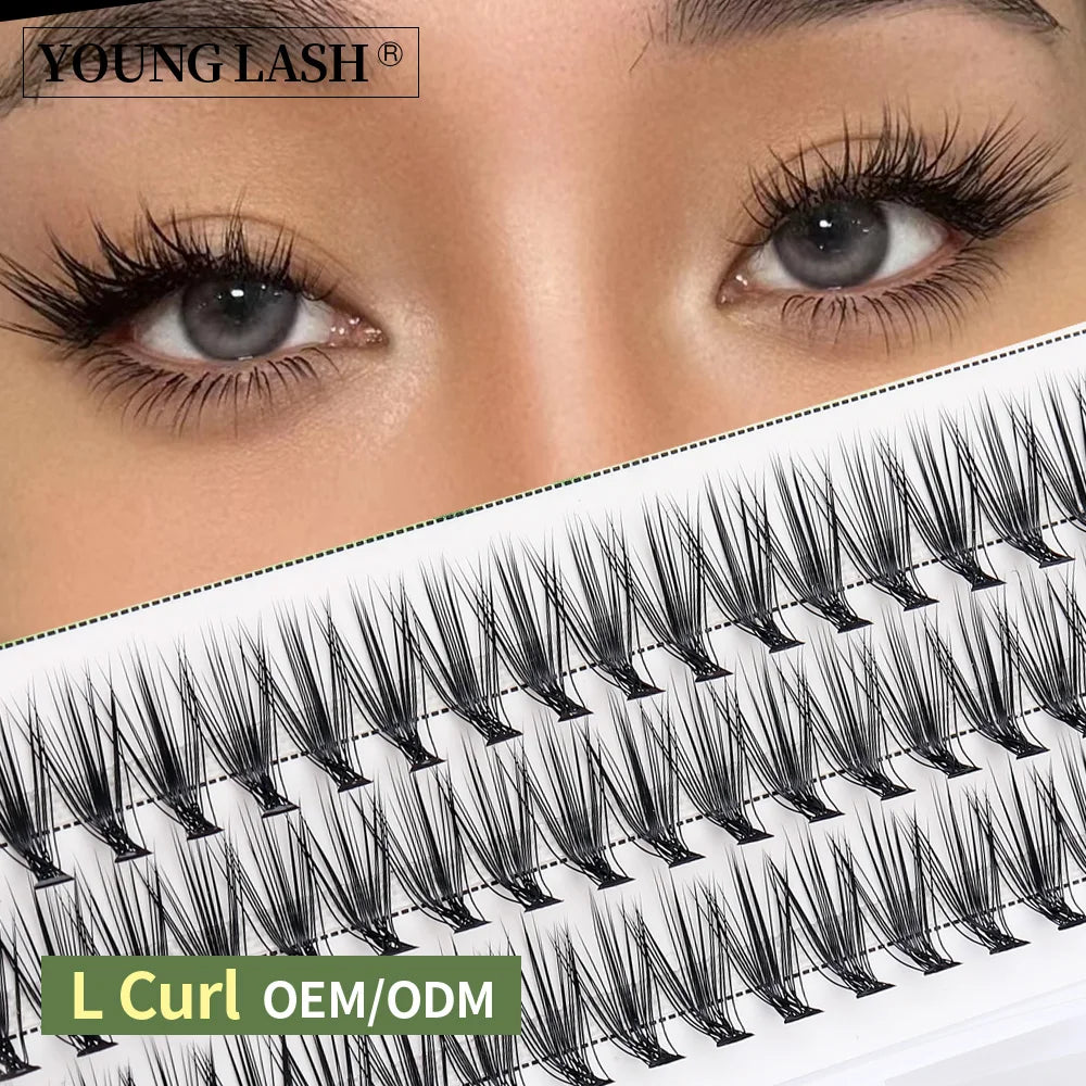 YOUNG LASH 20D L Curl Cluster Eyelash Extensions Natural Soft Individual Lashes Makeup Tools Cilias Volume Premade Fans