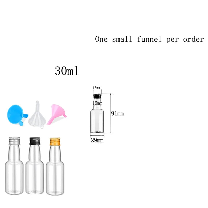 10PCS 30ML-150ML Portable Plastic Juice Bottles Reusable Drink Container Mini Liquor Bottle For Favors Weddings Parties Favors