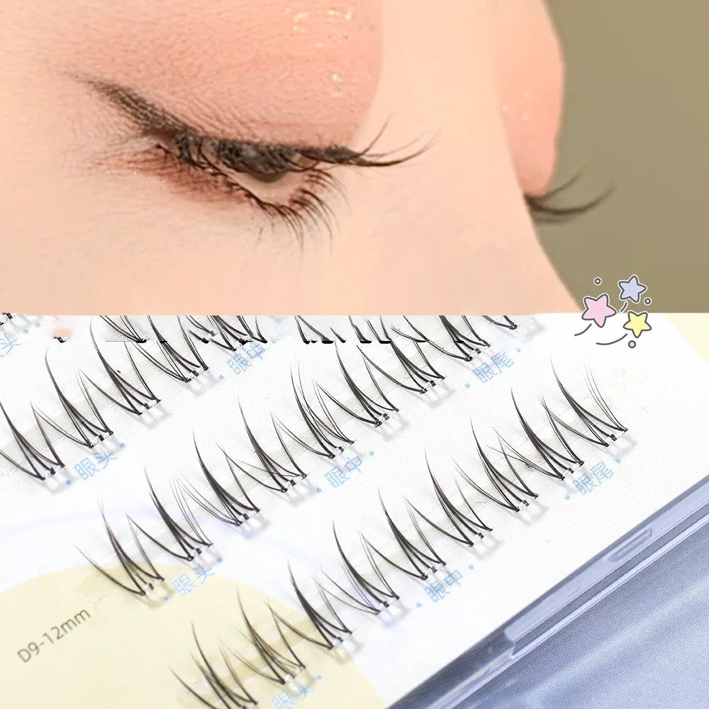 6 Rows Of Glue-Free False Eyelashes In A Single Cluster, Natural And Curled For Comfortable Wearfalse Eyelashes Eye Make-Up